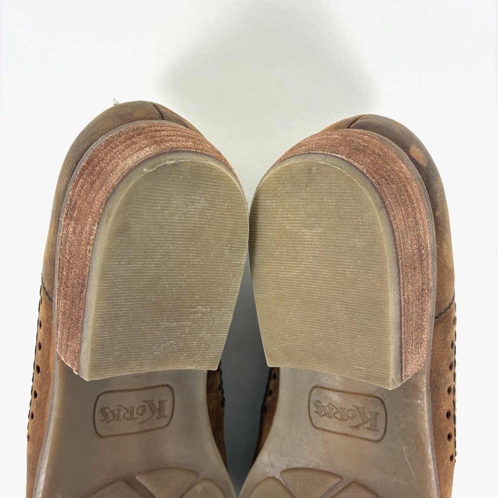 Korks Gertrude Womens Sz 7.5 Shoes Brown Leather Slip On Loafer Boots Distressed - Picture 12 of 13